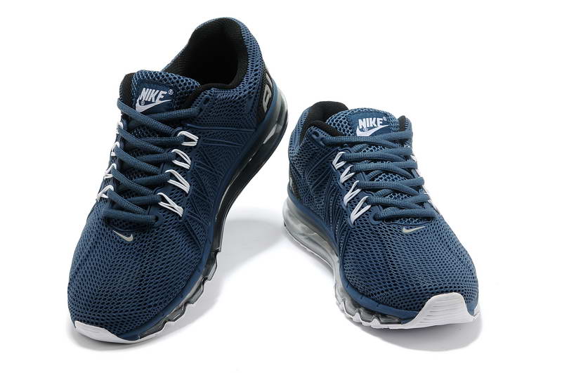 Nike Air Max 2013 Homme KPU Chaussures Bleu fonce Blanc (2)